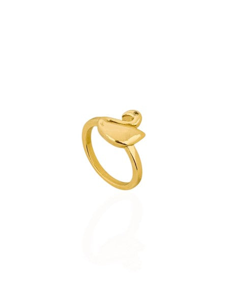 Anel Falange Folheado a Ouro 18k e Prata Inspiração Cisne