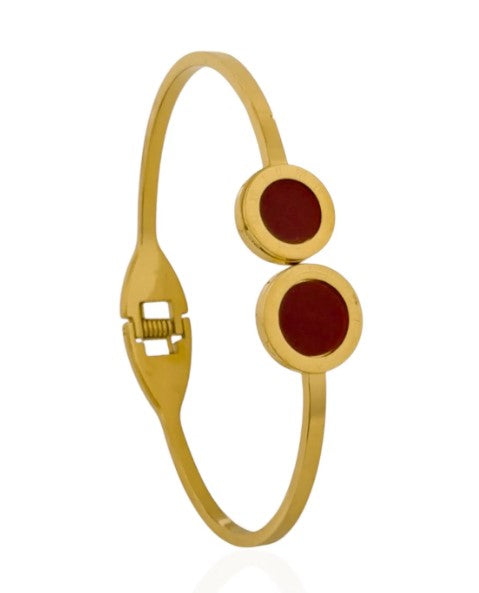 Bracelete Aço Inoxidável Folheado a Ouro 18k Inspiração Grandes Marcas Resinado