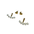 Par de Brincos Coração Dourado com Pérolas Elegantes