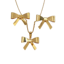 Conjunto Brinco e Colar Laço Dourado Banhado a Ouro