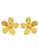 Brinco de Aço Inoxidavel Folheado a Ouro 18k Flor Detalhada