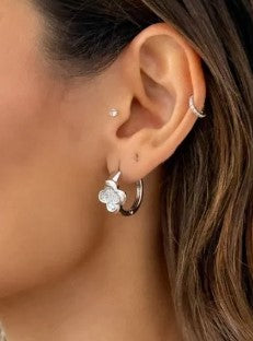 Brinco Folheado a Ouro 18k e Prata Argola Inspiração Vg Cravejada