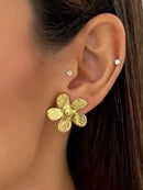 Brinco de Aço Inoxidavel Folheado a Ouro 18k Flor Detalhada