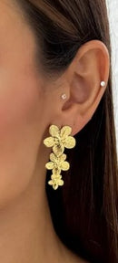 Brinco de Aço Inoxidavel Folheado a Ouro 18k Ponteira de Flor