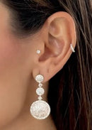 Brinco Semi Joia Círculos Cravejado em Zircônia