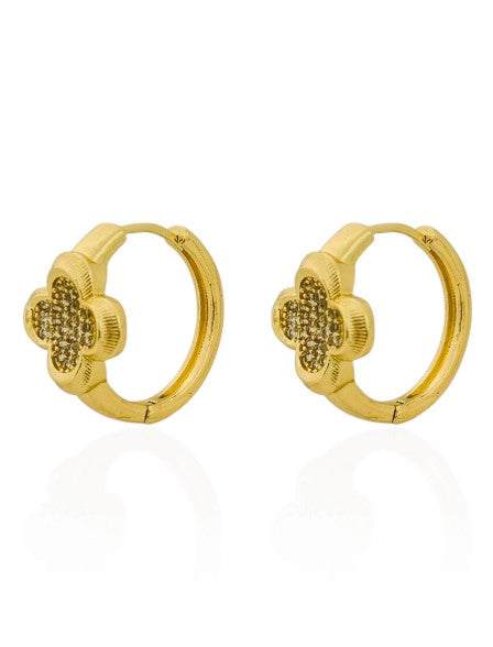 Brinco Folheado a Ouro 18k e Prata Argola Inspiração Vg Cravejada