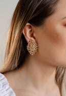 Brinco Realeza Feminino Elegante Dourado para Festa Hipoalergênico