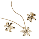 Conjunto Brinco e Colar Flor Orgânica Banhado a Ouro 18K