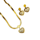 Conjunto Feminino Coração em Aço Titânio 18K