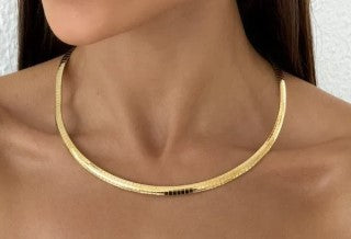 Choker de Aço Inoxidavel Folheado a Ouro 18k e Prata Fita Aro G