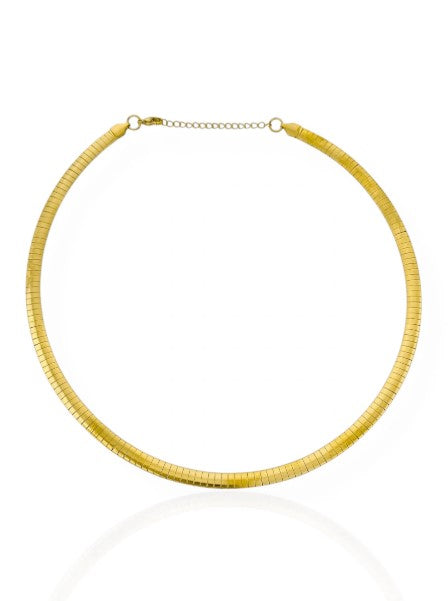 Choker de Aço Inoxidavel Folheado a Ouro 18k e Prata Fita Aro G