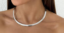 Choker de Aço Inoxidavel Folheado a Ouro 18k e Prata Fita Aro G