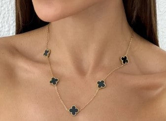 Colar Aço Inoxidável Folheado a Ouro 18k Inspiração Vg. Resinado