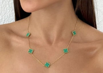 Colar Aço Inoxidável Folheado a Ouro 18k Inspiração Vg. Resinado