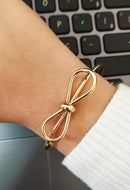 Bracelete feminino com laço liso delicado, ajustável e hipoalergênico