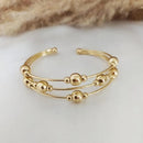 Bracelete feminino triplo com esferas, moderno, ajustável e hipoalergênico