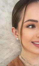 Brinco globinho pequeno feminino com strass brilhante, delicado e hipoalergênico