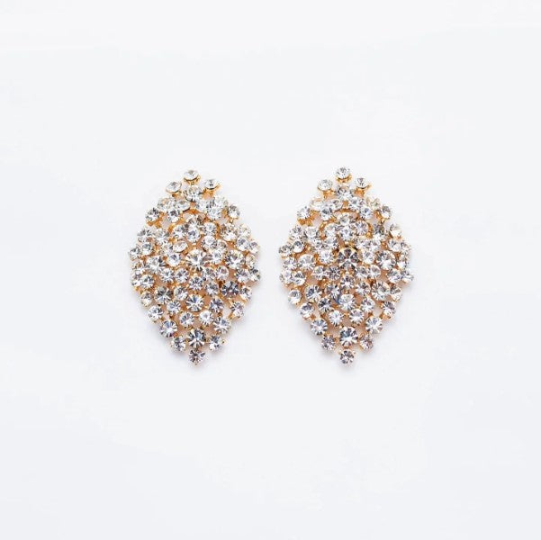 Brinco feminino elegante dourado para festa, estilo realeza com brilho sofisticado